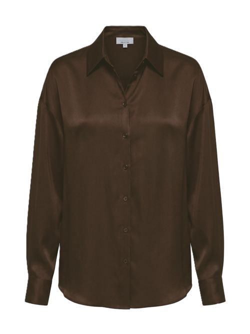 camicia iris raso stretch 16mm vinaccia Her Shirt | P01329R251242 DARKBROWN